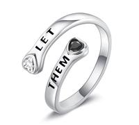 DAYLINLOVE Let Them Ring 925 Sterling Silver Self Worth Motivation Inspirational Ring Let Them Friendship Jewelry Gift for Women