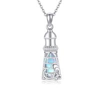 DAYLINLOVE Lighthouse Necklace 925 Sterling Silver Lighthouse Moonstone Pendant Lighthouse Jewellery Gift For Women