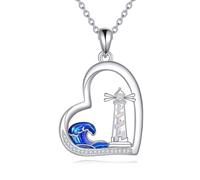 DAYLINLOVE Lighthouse Necklace for Women 925 Sterling Silver Lighthouse White Opal Necklaces Lighthouse Jewelry Gift for Mom Wife Lover