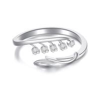 DAYLINLOVE Lily of the Valley Ring 925 Sterling Silver Adjustable Open Lily of the Valley Rings Lily of the Valley Jewelry Flower Gifts for Women