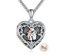 DAYLINLOVE Locket Necklace that Holds Pictures 925 Sterling Silver I Lover My Dog Heart Shape Pendant Necklace Always in My Heart Puppy Mom Photo Locket Jewellery Gifts for Women Girls Mother Grandma