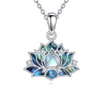 DAYLINLOVE Lotus Moonstone Necklace S925 Sterling Silver AA Sobriety Gifts Alcoholics Anonymous Necklace AA Jewelry For Women Lotus Lovers