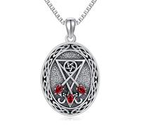 DAYLINLOVE Lucifer Sigil Necklace 925 Sterling Silve Celtic Knot Necklace Sigil Of Lucifer Pendant Satanic Jewelry For Men Women Halloween Gifts