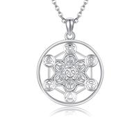 DAYLINLOVE Metatron Necklace 925 Sterling Silver Metatron Cube Pendant Necklaces Geometry Jewelry For Women Men Christmas Gifts