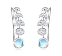 DAYLINLOVE Moon Phase Earrings 925 Sterling Silver Moon Phase Ear Crawler Cuff Earrings Ear Climber Hypoallergenic Moonstone Earrings for Women
