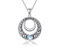DAYLINLOVE Moon Phase Necklace 925 Sterling Silver Moonstone Pendant Necklace Celestial Jewellery Gifts for Women Girls Moon Phase Lover
