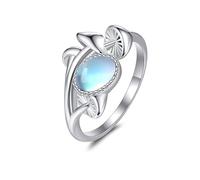 DAYLINLOVE Moonstone Mushroom Ring S925 Sterling Silver Magical Mushroom Jewelry Gift for Women, Mothers Day