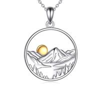 DAYLINLOVE Mountain Necklace 925 Sterling Silver Mountain Pendant Necklace Nature Jewelry Gift for Skiers Hikers Campers Climbers Nature Lovers