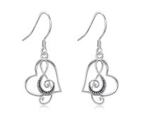 DAYLINLOVE Music Note Earrings 925 Sterling Silver Heart Treble Clef Piano Music Note Dangle Earrings Musical Gifts Jewelry for Women Mother's Day