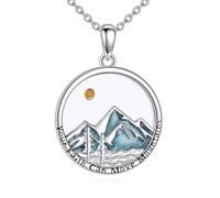 DAYLINLOVE Mustard Seed Necklace 925 Sterling Silver Faith Mustard Seed Turquoise Pendant Necklace Mountain Mustard Seed Jewelry Gifts for Women