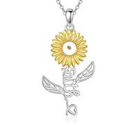 DAYLINLOVE Mustard Seed Necklace 925 Sterling Silver Sunflower Faith Mustard Seed Necklace Christian Jewelry Gifts for Women