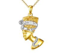 DAYLINLOVE Nefertiti Necklace 925 Sterling Silver Egyptian Queen Nefertiti Pendant Necklace Amulet Protection Egyptian Jewellery Gifts for Women Girls