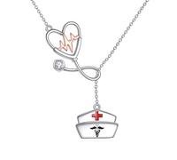 DAYLINLOVE Nurse Necklace 925 Sterling Silver Angel Nurse Cap Pendant Nursing Graduation Jewellery Gift for Nurses Medical Student