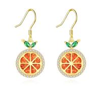 DAYLINLOVE Orange Fruit Earrings 925 Sterling Silver Orange Opal Cute Fruit Orange Dangle Earrings Fun Orange Jewelry Gift for Women Girls Daughter
