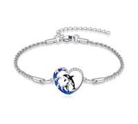 DAYLINLOVE Orca Anklet 925 Sterling Silver Orca Killer Whale Wave Heart Shape Anklet Sea Ocean Animal Jewellery Gifts for Women Mom Grandma