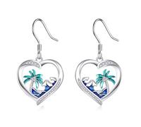 DAYLINLOVE Palm Tree Earrings 925 Sterling Silver Hawaiian Earrings Palm Tree Dangle and Drop Earrings Palm Tree Jewelry Gift for Women