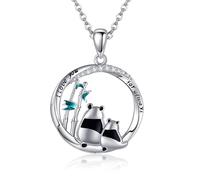 DAYLINLOVE Panda Necklace 925 Sterling Silver Möbius Loop Shape Mom Pendant Necklace Mother Son Daughter Animal Jewellery Gifts for Mum Mother Women Panda Lover