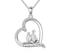 DAYLINLOVE Parent and Child Family Necklace 925 Sterling Silver Mothers Dad Child in Heart Pendant Family Affection Jewelry Gifts for Families