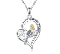 DAYLINLOVE Parrot Necklaces 925 Sterling Silver Cute Parrot Pendant Heart With I Love You Forever Bird Jewelry Gifts for Women Mom Mother Day