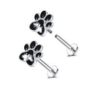 DAYLINLOVE Paw Print Piercing 925 Sterling Silver 16g Helix Tragus Earrings Dog Cat Puppy Piercing Jewellery Gifts for Women Mom Grandma