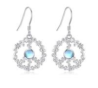 DAYLINLOVE Peace Sign Earrings 925 Sterling Silver Peace Sign Moonstone Dangle Drop Earrings Peace Sign Jewelry Gifts for Women