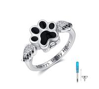 DAYLINLOVE Pet Urn Ring for Ashes 925 Sterling Silver Dog Angel Wings Memorial Keepsake Cremation Jewellery Gifts for Dog Lovers Women (8)