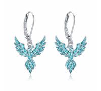 DAYLINLOVE Phoenix Earring 925 Sterling Silver Turquoise Phoenix Dangle Drop Earring Animal Jewellery Gifts for Women