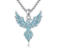 DAYLINLOVE Phoenix Necklace Sterling Silver Turquoise Phoenix Pendant Necklace Phoenix Jewelry Gifts for Women Men