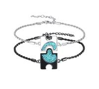 DAYLINLOVE Puzzle Piece Matching Bracelets for Couples 925 Sterling Silver Puzzle Piece Turquoise Link Bracelets Couple Anniversary Jewellery Gifts for Women Men Him Her Wife Husband