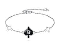 DAYLINLOVE QUEEN OF SPADES Bracelet 925 Sterling Silver Queen Card Bracelets Unique Queen of Spades Jewelry Gifts for Women HotWife Wife Lover