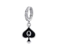DAYLINLOVE QUEEN OF SPADES Charm S925 Sterling Silver Card Dangle Drop Charm Unique Queen of Spades Jewelry Gifts for Women HotWife