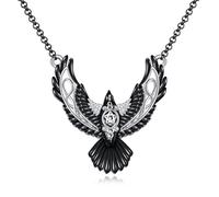 DAYLINLOVE Raven Necklace S925 Sterling Silver Celtic Flying Raven Pendant Necklaces Crow Necklace Jewelry Gifts for Men Women