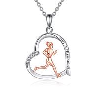 DAYLINLOVE Runner Necklaces 925 Sterling Silver Running Pendant Necklace Inspirational Running Jewelry Gifts for Women Girls Runner Sports Lovers