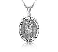 DAYLINLOVE Saint Joseph Medal Necklace 925 Sterling Silver St Joseph Pendant Necklace Protection Religion Saint Joseph Jewelry Gifts for Men Women