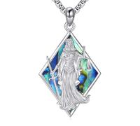 DAYLINLOVE Scales of Justice Necklace 925 Sterling Silver Abalone Shell Justice Goddess Statue Jewelry Gift for Men Women Lawyers and Attorneys