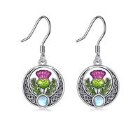 DAYLINLOVE Scottish Thistle Earring 925 Sterling Silver Scottish Celtic Knot Earring Scottish Thistle Jewellery for Women