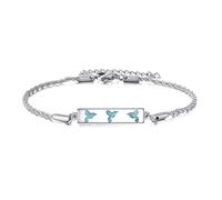 DAYLINLOVE Scottish Thistle/Tree of Life/Dragonfly/Mountain/Hummingbird/Butterfly Bracelet 925 Sterling Silver Abalone Shell Bar Bracelet Nature Jewellery Gift for Women Men (Hummingbird)