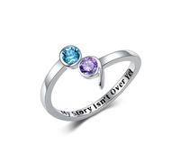 DAYLINLOVE Semicolon Ring 925 Sterling Silver Adjustable Zircon My Story Isn't Over Yet Inspirational Jewelry for Women Friends
