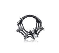 DAYLINLOVE Septum Ring Spider Web 925 Sterling Silver Goth 16g Halloween Septum Nose Ring Black Spider Web Cartilage Stud Earrings Gothic Daith Piercing Jewellery Valentines Day Gifts for Women