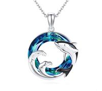 DAYLINLOVE Shark Necklace 925 Sterling Silver Blue Crystal Shark Pendant Necklaces Sea Shark Jewelry Gifts for Women Girls Daughter Son Shark Ocean Lovers