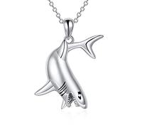 DAYLINLOVE Shark Necklace 925 Sterling Silver Sea Shark Pendant Necklaces Animal Ocean Jewelry Gifts For Women Men Shark Lover