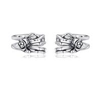 DAYLINLOVE Skeleton Hand Ear Cuff Earrings 925 Sterling Silver Goth Rose Ear Cuffs Non Piercing Gothic Skeleton Jewellery Gifts for Women Girls