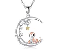 DAYLINLOVE Snake Moon Necklace S925 Sterling Silver Snake Pendant Necklaces Snakes Jewelry Gifts for Women Wife Mom