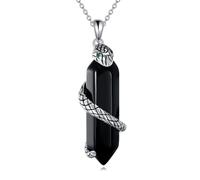 DAYLINLOVE Snake Necklace 925 Sterling Silver Snake Tail Wrap Healing Crystal Pendant Necklace Snake Jewelry Gift for Women Snake Lovers