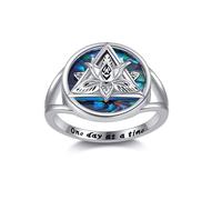 DAYLINLOVE Sobriety Rings for Women 925 Sterling Silver AA Lotus Abalone Shell Ring Alcoholics Anonymous Sobriety AA Jewellery Anniversary Valentines Day Gifts for Women Girls Sister(7)