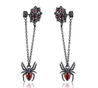 DAYLINLOVE Spider Earrings 925 Sterling Silver Black Spider Web Earrings Gothic Earrings Halloween Jewelry Gifts for Women Spider Lovers
