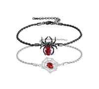 DAYLINLOVE Spider Matching Bracelets for Couples 925 Sterling Silver Spider Web Link Bracelets Couple Anniversary Jewellery Gifts for Women Men Him Her Wife Husband