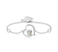 DAYLINLOVE Squirrel Bracelet 925 Sterling Silver Squirrel Heart Bracelet Squirrel Jewelry Gift for Women Girls