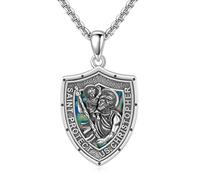 DAYLINLOVE St Christopher Necklace 925 Sterling Silver Amulet Protection Necklace Saint Christopher Pendant Religious Jewellery Gifts for Men Women
