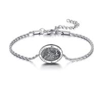 DAYLINLOVE St Michael Bracelet 925 Sterling Silver Oval St Michael The Archangel Bracelet Saint Michael Religious Protector Jewelry Gifts for Men Women